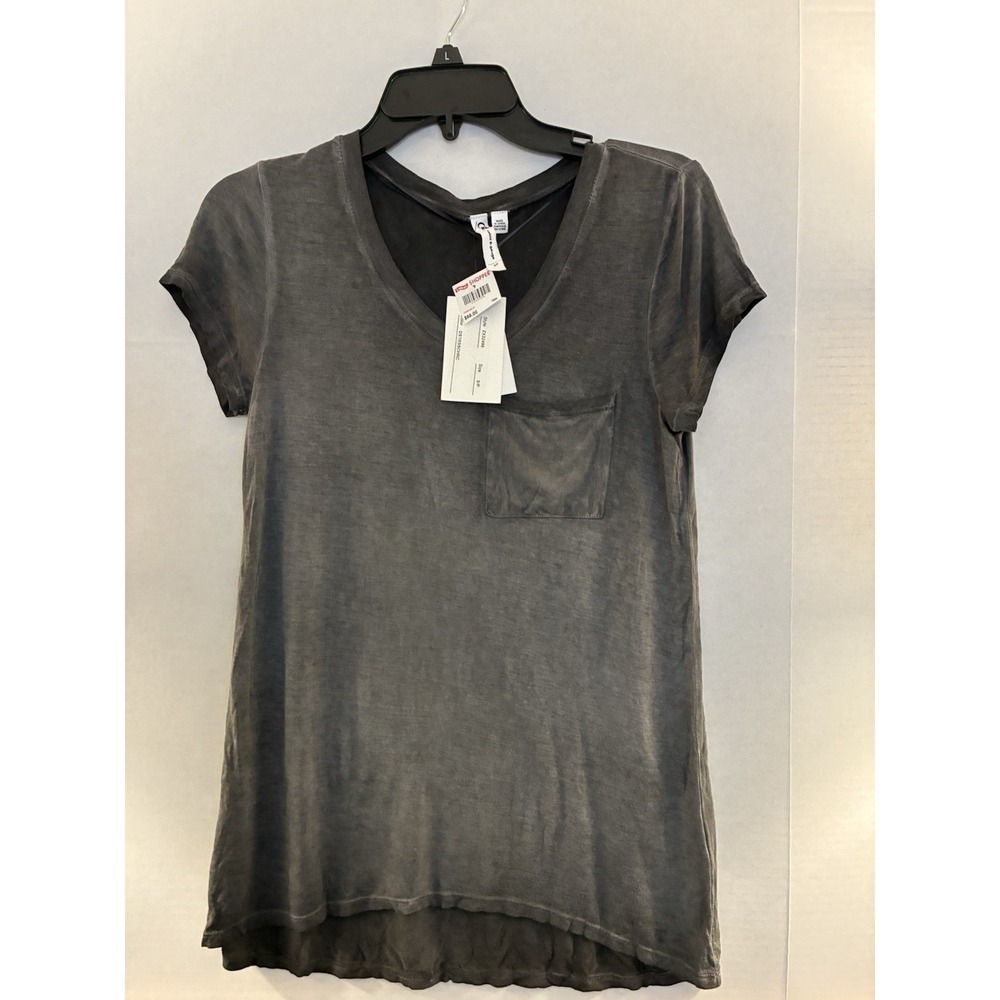 Cable &‎ Gauge Gray V Neck Pocket Tee High Low Hem Casual Top Womens S NWT